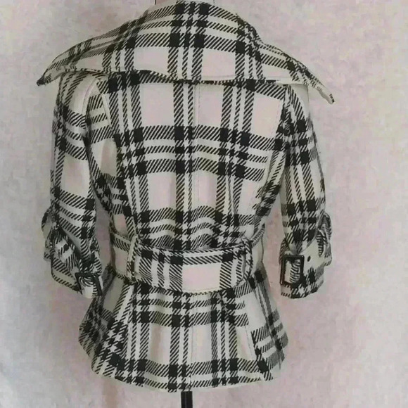 Me Jane Women 3/4 Sleeve Houndstooth Belted Cropped Jacket Size M - Picture 3 of 8